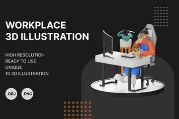 Divirta-se trabalhando 3D Illustration Pack