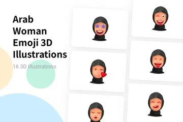 아랍 여자 이모티콘 3D Illustration 팩