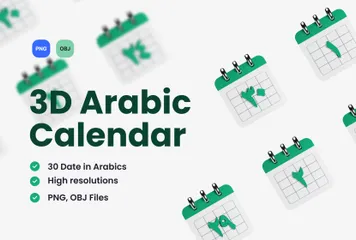 Arabic Calendar 3D Icon Pack