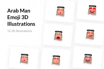Arabischer Mann Emoji 3D Illustration Pack