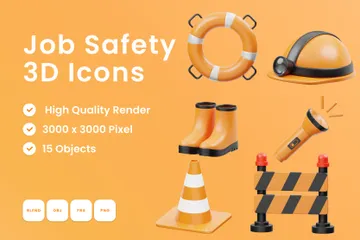 Sicherheit am Arbeitsplatz 3D Icon Pack