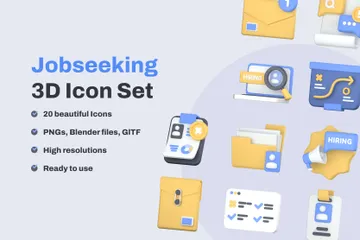 Arbeitssuchend 3D Icon Pack