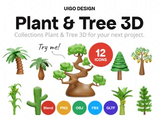 Arbre et plante 3D Icon Pack