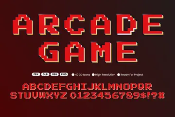 Arcade Game Text 3D Icon Pack