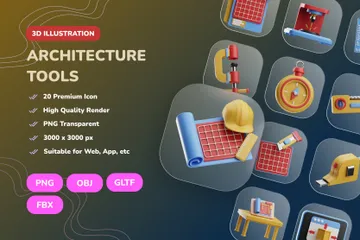 Architektur-Tools 3D Icon Pack