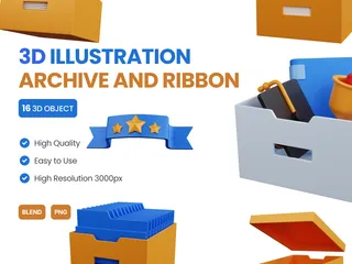 Archive And Ribbon 3D Icon Pack