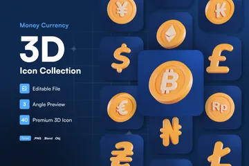 Argent Monnaie Pack 3D Illustration