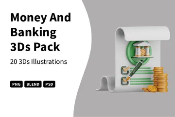 Argent et Banque Pack 3D Icon
