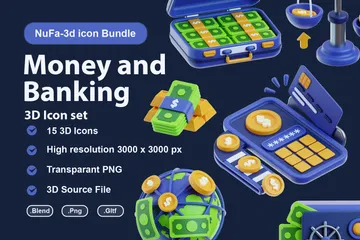 Argent et Banque Pack 3D Icon