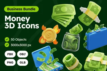 Argent et pièces de monnaie Pack 3D Icon