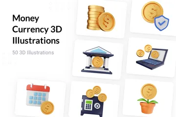 Argent Monnaie Pack 3D Illustration
