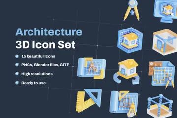 Arquitetura Pacote de Icon 3D