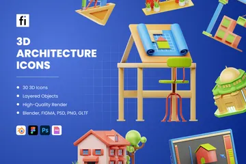 Arquitetura Pacote de Icon 3D