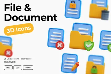 Arquivo e documento Pacote de Icon 3D