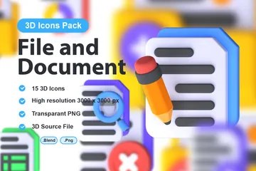 Arquivo e documento Pacote de Icon 3D
