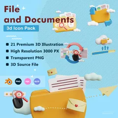 Arquivo e documentos Pacote de Icon 3D