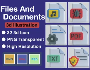 Arquivos e documentos Pacote de Icon 3D