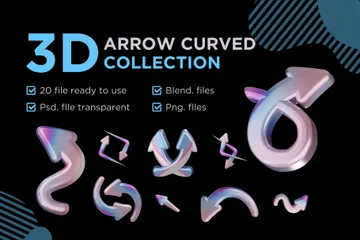 Arrow Curved 3D Icon Pack