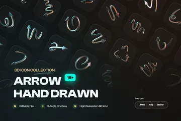 Arrow Hand Drawn 3D Icon Pack