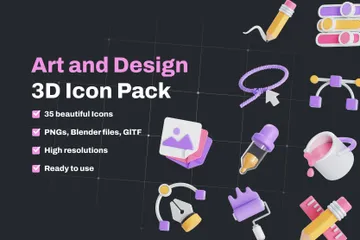 Art And Design 3D Icon Pack