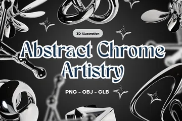 Artistique Chrome abstraite Pack 3D Icon