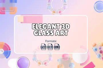Arte elegante em vidro 3D Pacote de Icon 3D