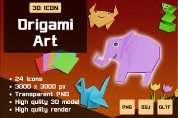 Arte del origami Paquete de Icon 3D