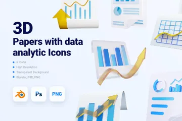 Artículos con análisis de datos Paquete de Icon 3D