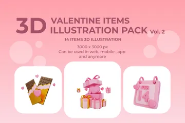Artículos de San Valentín Paquete de Illustration 3D