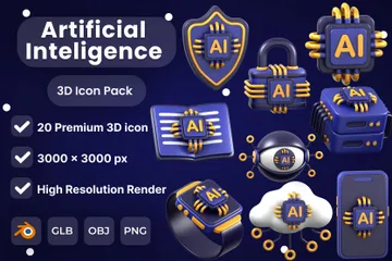 Artificial Inteligence 3D Icon Pack