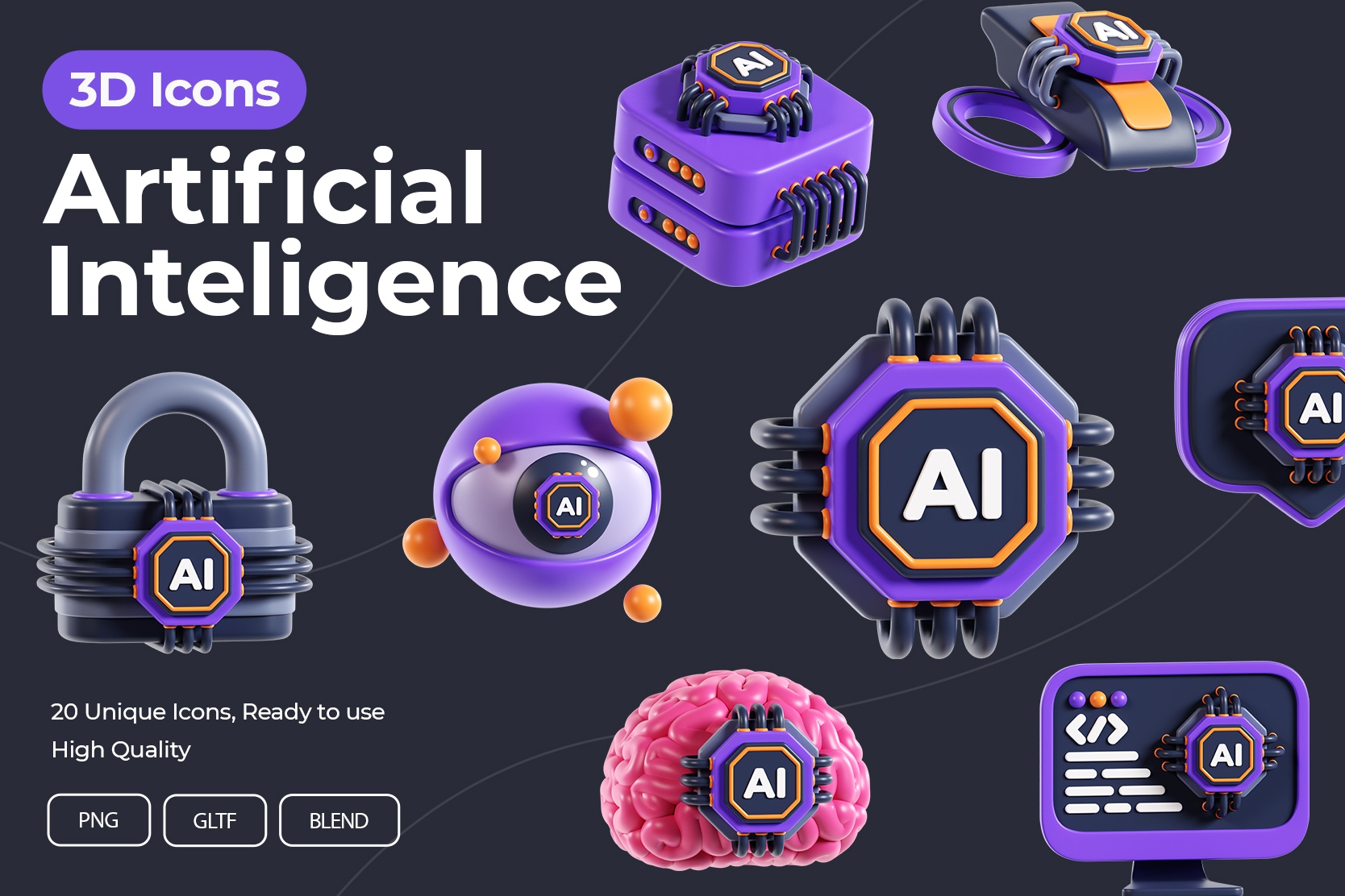 Artificial Inteligence 3D Icon Pack - 20 Free Download Science ...