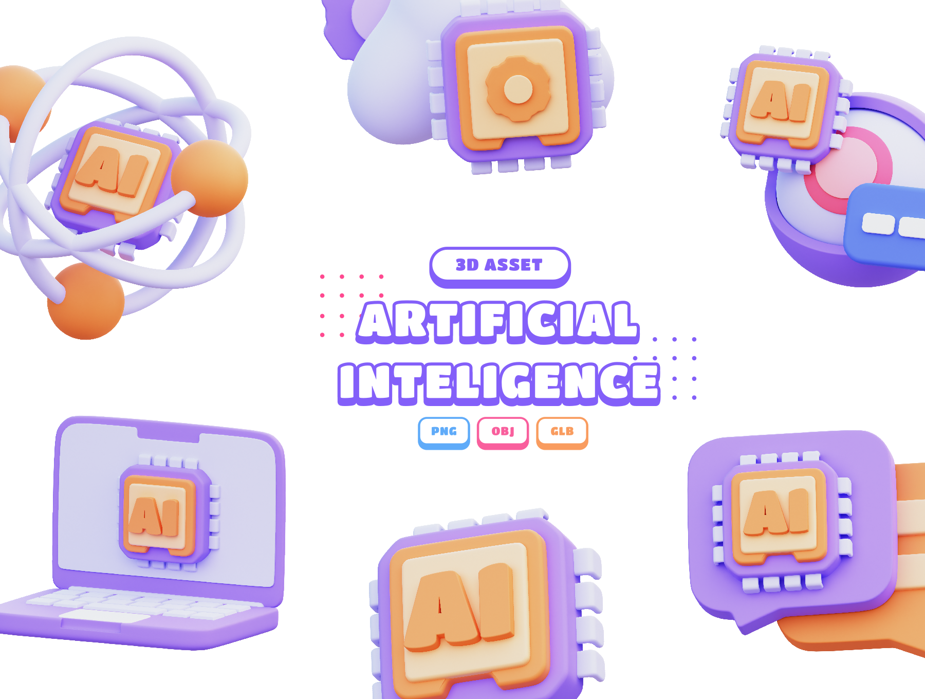 Premium Artificial Intelligence 3D Illustration pack from Science ...