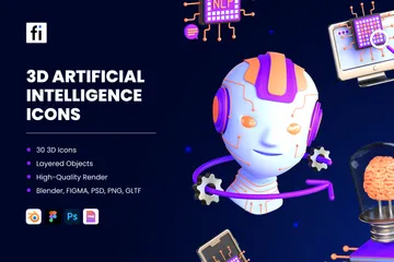 Artificial Intelligence 3D Icon Pack