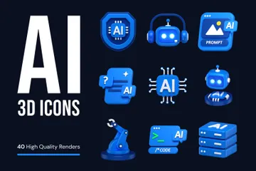 Artificial Intelligence 3D Icon Pack