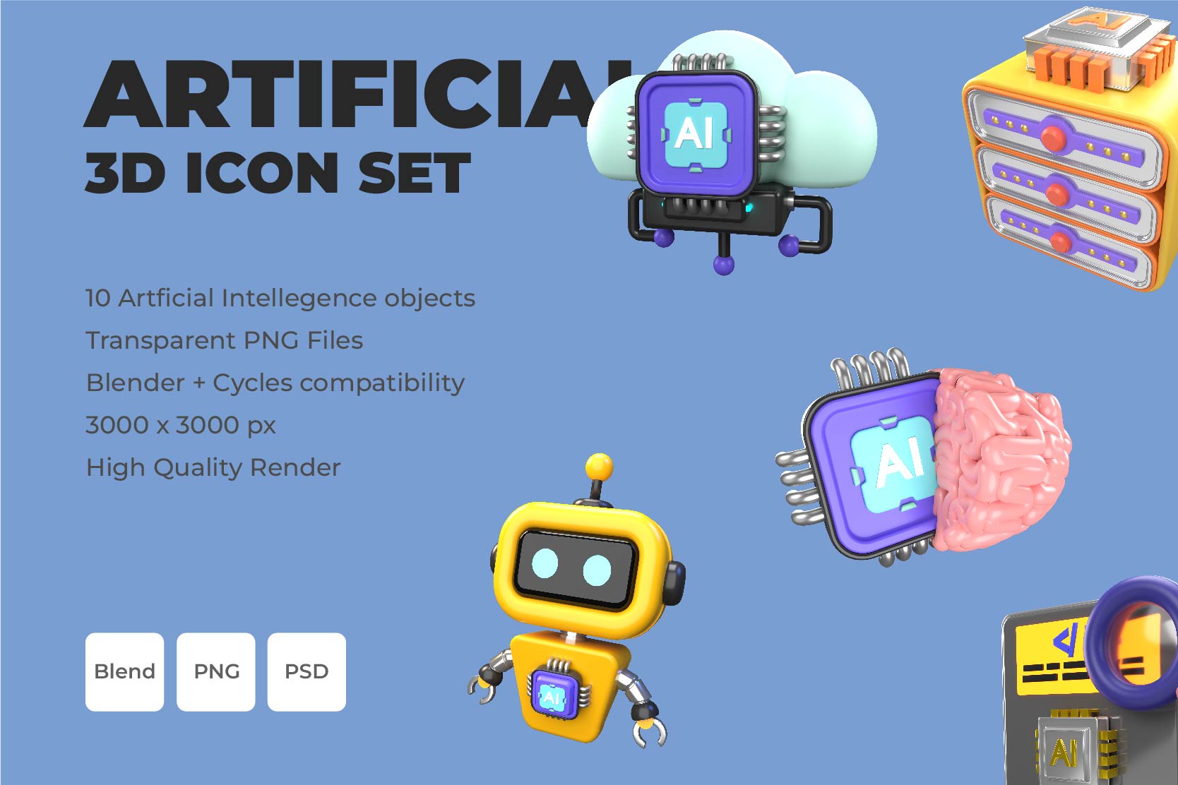 Artificial Intelligence 3D Icon Pack - 10 Free Download Science ...