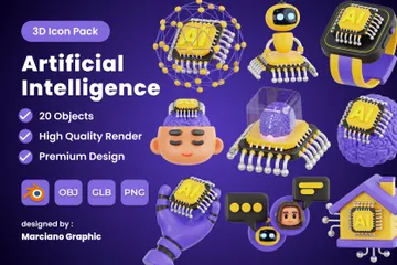 Artificial Intelligence 3D Icon Pack