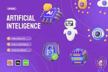 Artificial Intelligence 3D Icon Pack