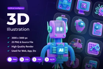 Artificial Intelligence 3D Icon Pack