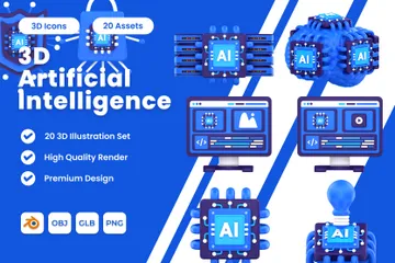 Artificial Intelligence 3D Icon Pack