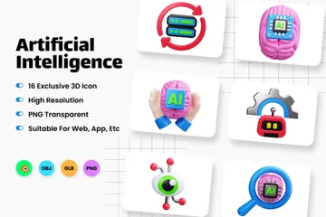 Artificial Intelligence 3D Icon Pack