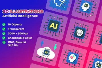 Artificial Intelligence 3D Icon Pack