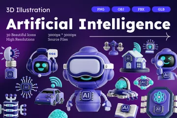 Artificial Intelligence 3D Icon Pack