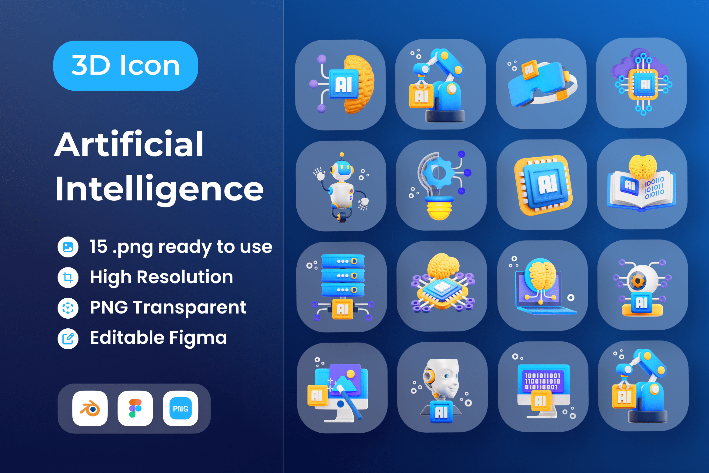 Artificial Intelligence 3D Icon Pack - 15 Free Download Science ...