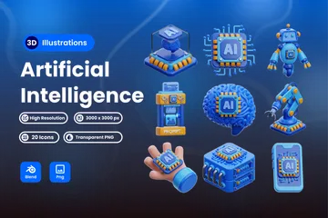 Artificial Intelligence 3D Icon Pack