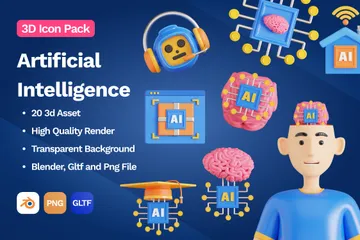 Artificial Intelligence 3D Icon Pack