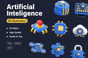 Artificial Intelligence 3D Icon Pack