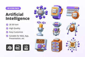 Artificial Intelligence 3D Icon Pack