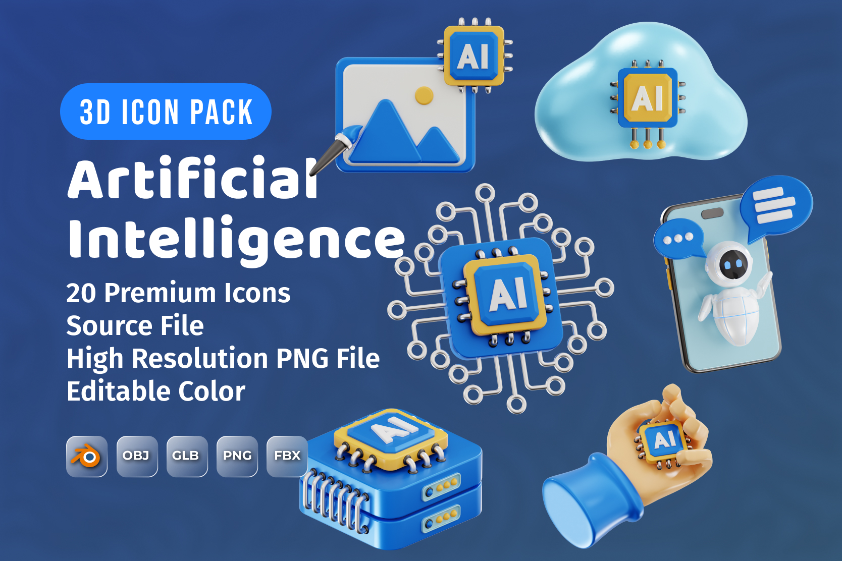 Premium Artificial Intelligence 3D Illustration pack from Science ...