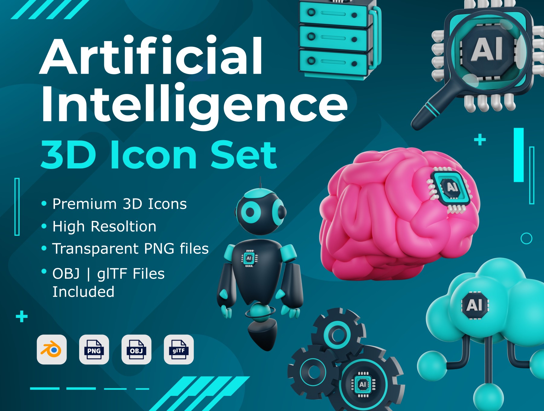 Artificial Intelligence 3D Icon Pack - 15 Free Download Science ...