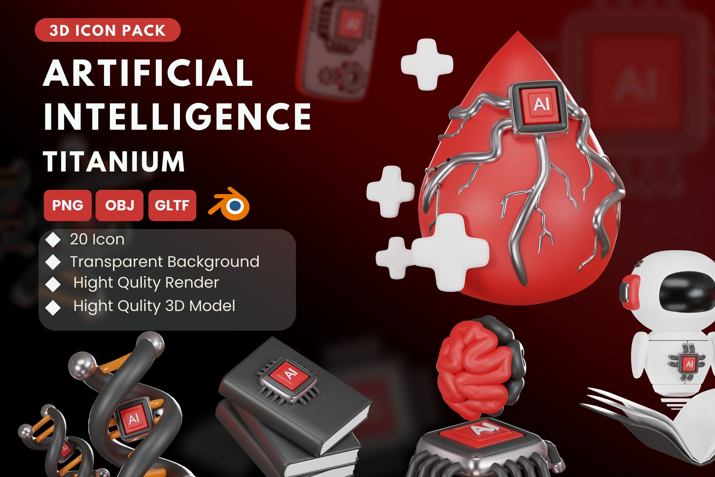 Premium Artificial Intelligence 3D Illustration pack from Science ...